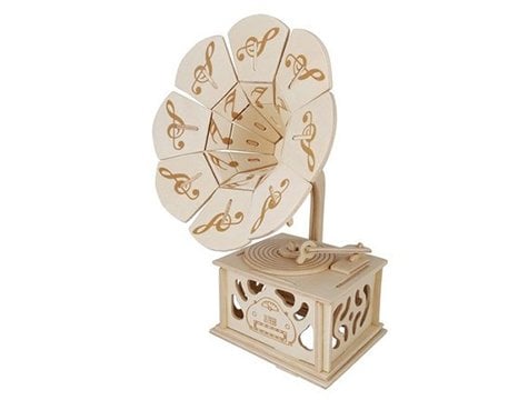 3D Ahşap Puzzle Gramofon Maketi