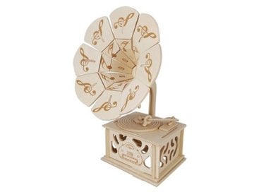 3D Ahşap Puzzle Gramofon Maketi