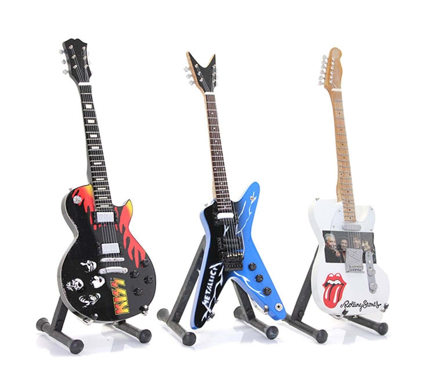 Dekoratif Ahşap Standlı Renkli Gitar Tasarımlı Biblo (26 cm)