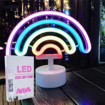 Gökkuşağı Tasarımlı Neon Işıklı Dekoratif Gece Lambası
