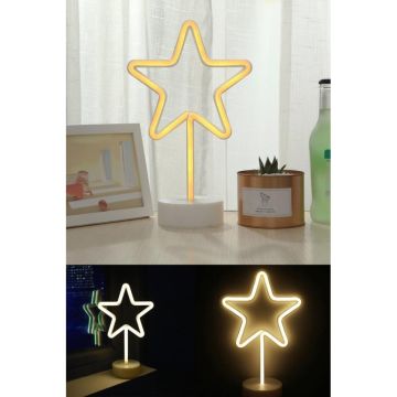 Yıldız Tasarımlı Neon Işıklı Dekoratif Gece Lambası