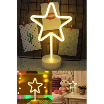 Yıldız Tasarımlı Neon Işıklı Dekoratif Gece Lambası
