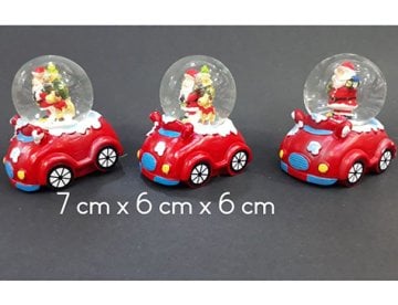 Mini Araba Tasarımlı Noel Baba Cam Kar Küresi