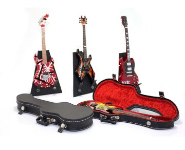 Dekoratif Ahşap Renkli Gitar Tasarımlı Biblo (30 cm)