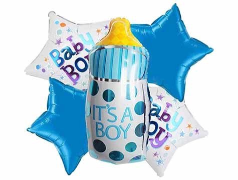 Biberon Doğum Günü Folyo Balon 5'li Set (Pembe Mavi)