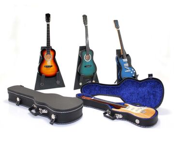 Dekoratif Ahşap Renkli Gitar Tasarımlı Biblo (26 cm)