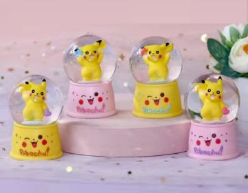 Mini Işıklı Pikachu Tasarımlı Dekoratif Cam Kar Küresi
