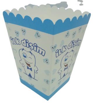 İlk Dişim Mavi Popcorn & Patlamış Mısır Kutusu (8 Adet)