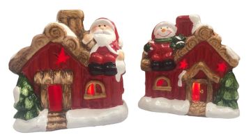 Yılbaşı Hediyesi Işıklı Ev Noel Baba Kardan Adam Biblosu