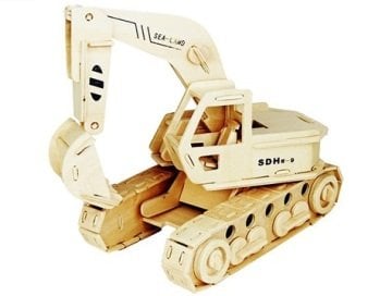 Ahşap 3D Puzzle Ekskavatör Maketi