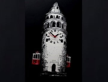 Sallanır Sarkaçlı Galata Kulesi Ahşap Duvar Saati