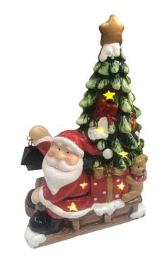 Yılbaşı Hediyesi Işıklı Kızak Üzerinde Noel Baba Biblosu