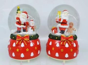 Noel Baba & Kardan Adam Püskürtmeli Müzikli Cam Kar Küresi