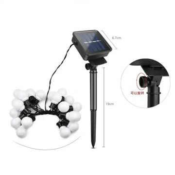 20 Top Solar Güneş Enerjili Gün Işığı Bahçe Aydınlatma Lambası (5 Mt)