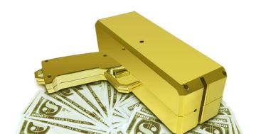 Altın Rengi Para Saçan Tabanca Süper Money Gun