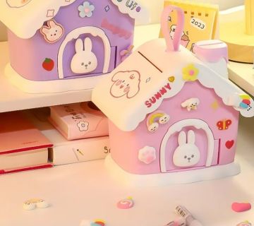 Tavşan Evi Ev Temalı  Çocuklara ve Büyüklere Para Tasarruf Kumbarası