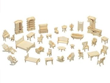 Ahşap 3D Puzzle Mobilya Eşya Maketi