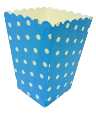 Mavi Beyaz Puantiye Popcorn & Patlamış Mısır Kutusu (8 Adet)