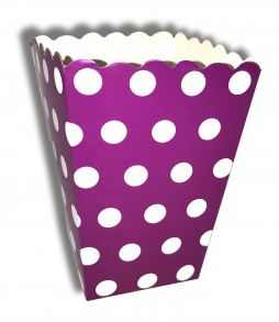 Mor Beyaz Puantiyeli Popcorn & Patlamış Mısır Kutusu (8 Adet)