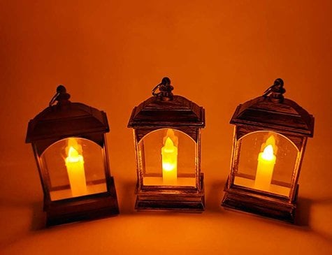 Pilli Led Mumlu Dekoratif Kandil Asılabilir Fener