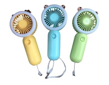 Işıklı Kulaklı Mini Usb Şarjlı Masa Fanı El Fanı