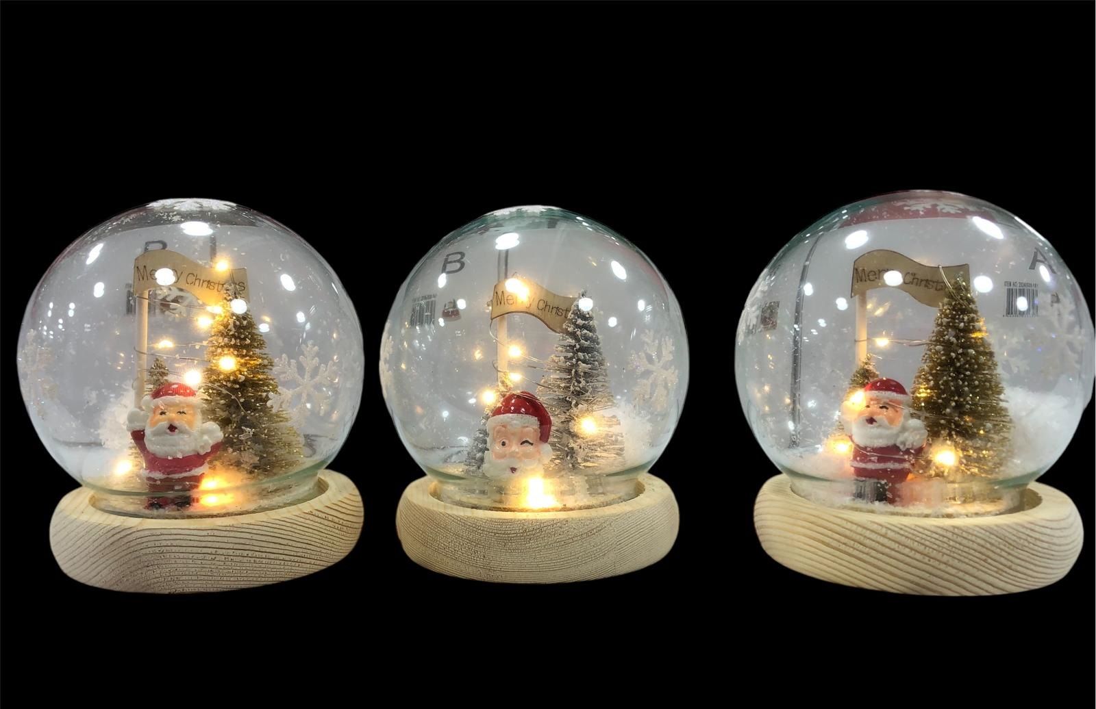 Dekoratif Işıklı Fanus İçinde Noel Baba Yılbaşı Biblosu