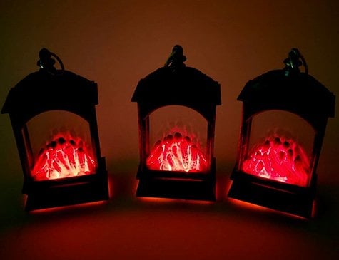 Pilli Led Şömine Tasarımlı Dekoratif Kandil Asılabilir Fener