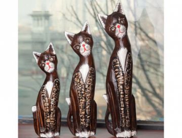 Dekoratif Ahşap Kedi Biblosu (3 Adet)