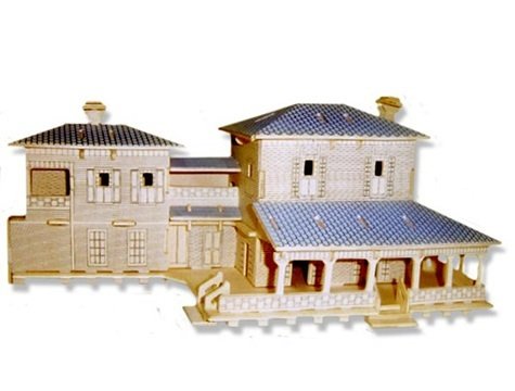 Ahşap 3D Puzzle Ev Amerikan Villa Maketi