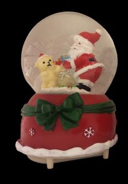 Işıklı Hediye Veren Noel Baba Ayıcık Püskürteme Müzikli Cam Kar Küresi