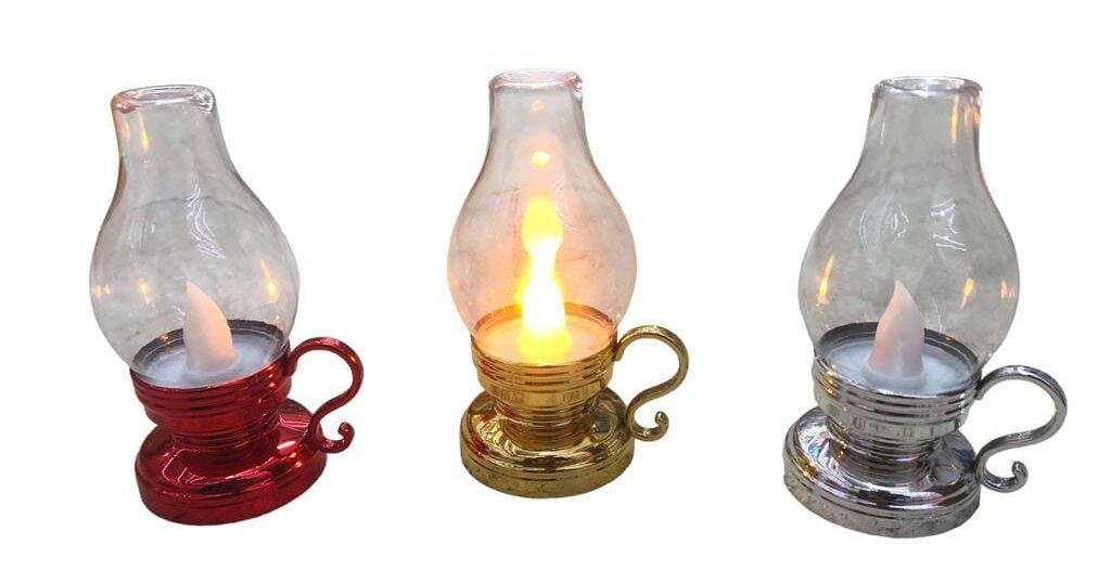 Dekoratif Gaz Lambası Şeklinde Kulplu Led Mumlu Lamba