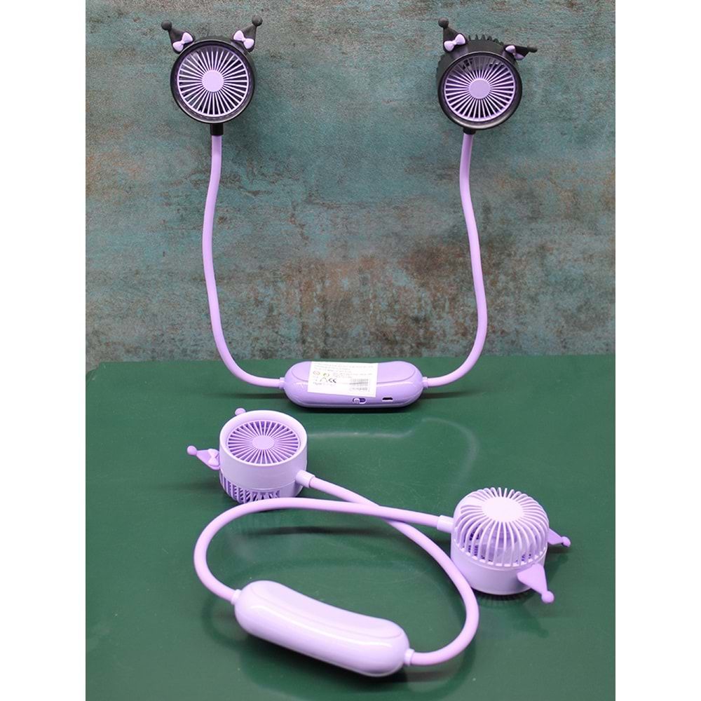 2 Kademeli Usb Şarjlı Mor Boyun Fanı Vantilatör
