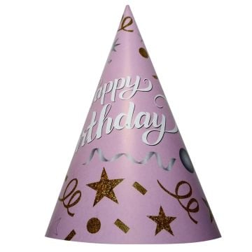 Happy Birthday Pembe Tasarımlı Şapka 8'li