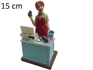 Polyester Dekoratif Kasiyer Kız Biblo (15 cm)
