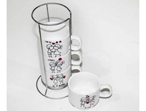 Metal Standlı Love Fincan Seti 4’lü