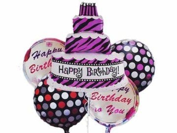 5'li Pastalı ve Happy Birthday Yazılı Puantiyeli Folyo Balon Seti