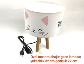 Sevimli Kedi Tasarımlı Dekoratif Abajur