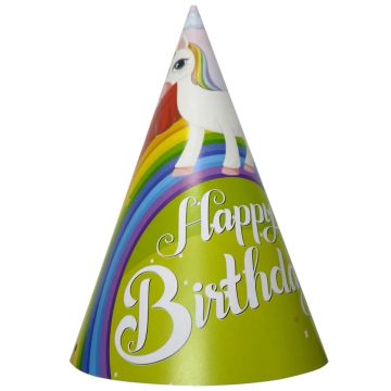 Tek Boynuz At Happy Birthday Tasarımlı Şapka 8'li