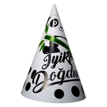 Panda İyiki Doğdun Tasarımlı Şapka 8'li