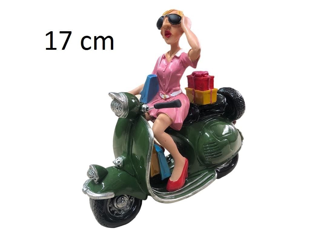 Polyester Vespa Motosikletli Kız Biblosu (17cm)