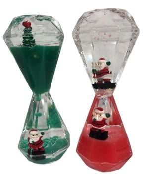 Sulu Mini Noel Baba Yılbaşı Temalı Hediye Jel Kum Saati (13 cm)
