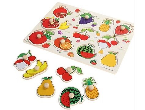 Ahşap Tutmalı Karşılaştırmalı Puzzle (Hayvan Meyve Rakam)