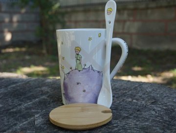 Küçük Prens ( Le Petit Prince ) Temalı Ahşap Kapaklı Kupa Bardak