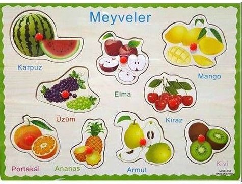 Ahşap Tutmalı Yap Boz Puzzle (Hayvan Meyve Taşıt)
