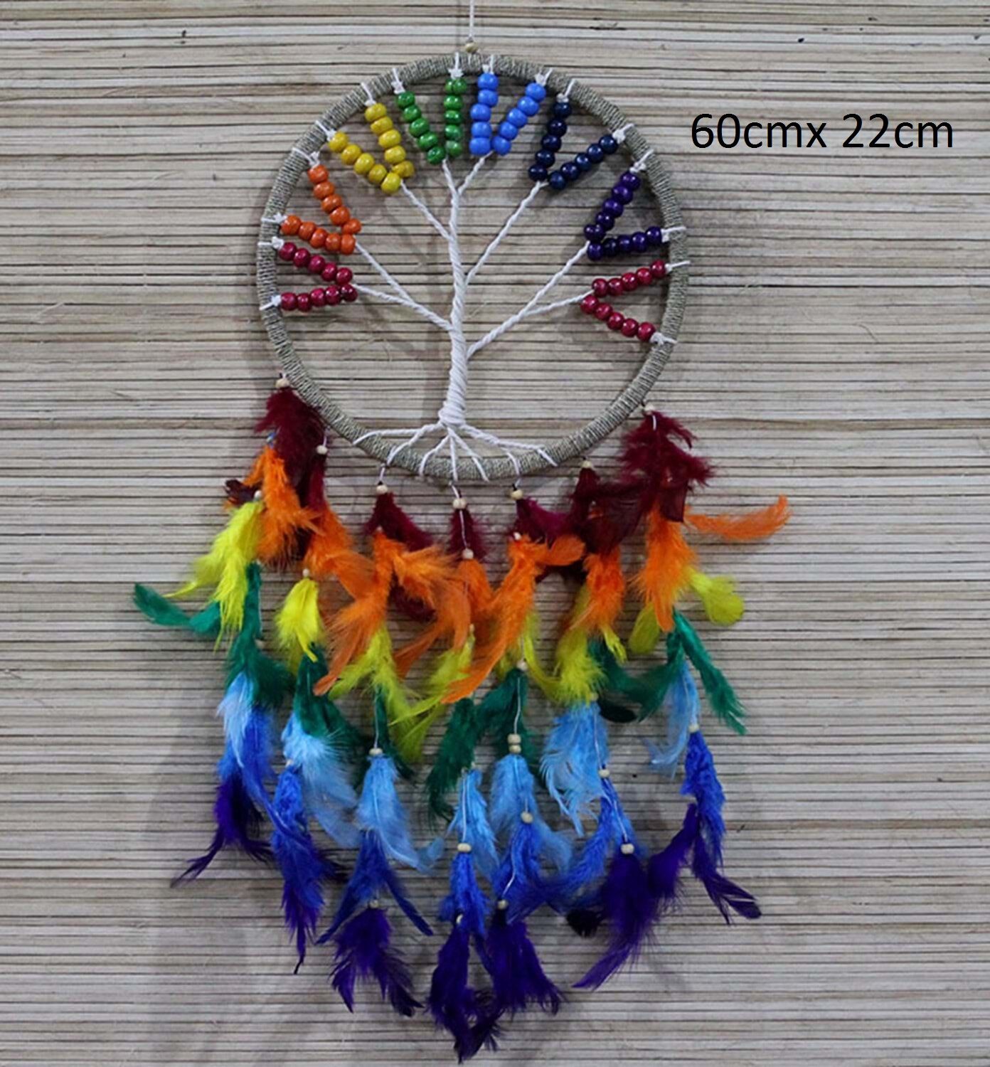 Hayat Ağacı Boncuklu Rüya Düş Kapanı Dream Catcher (60 cm x 22 cm)