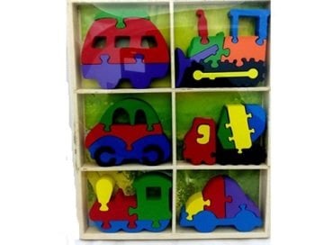 Ahşap Araba Puzzle (6 Adet)