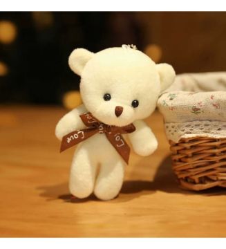 Krem Rengi Peluş Ayıcık Anahtarlık 12 cm (30 Adet)