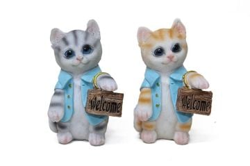 Dekoratif Polyester Sevimli Çantalı Kedi Biblosu