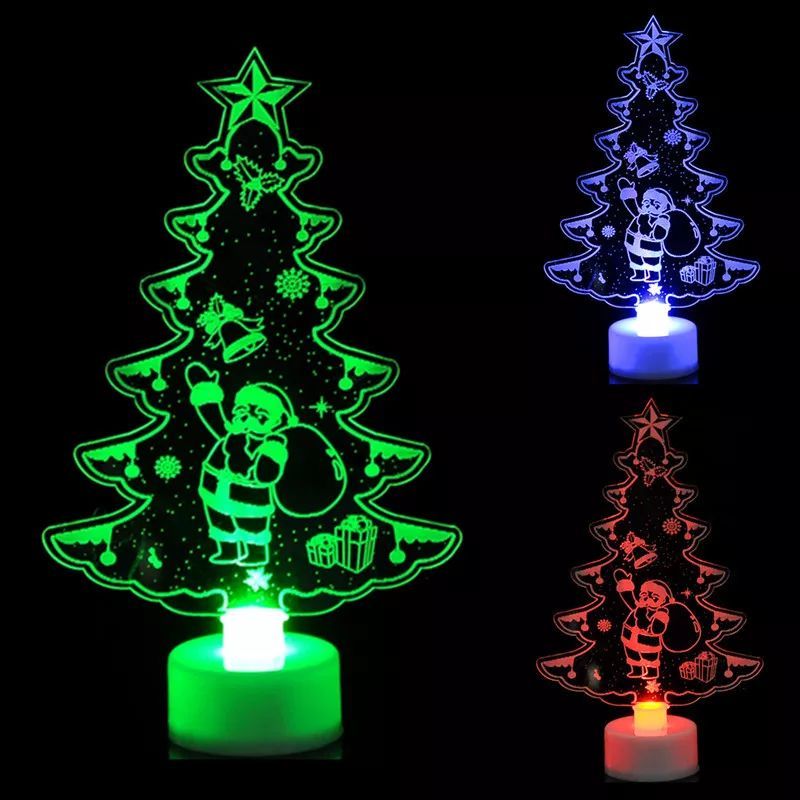 Dekoratif Işıklı Renk Değiştiren Çam Ağaçlı Noel Baba Biblosu