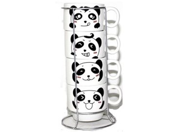 Panda Tasarım Metal Standlı 4’lü Fincan Seti